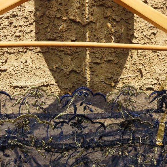 Blue and Gold Embroidered Lace Camisole - Picture 3 of 7